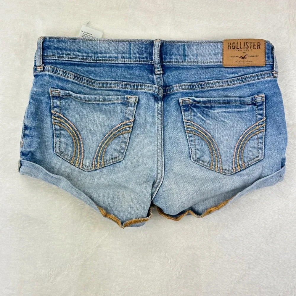 Hollister Denim Shorts Womens 00 Low Rise 23 Blue Cuffed Mini Micro Jean Shorts